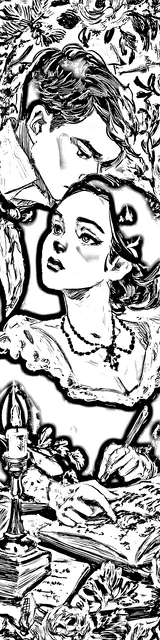 Free colorable bookmarks of a couple leaning down together